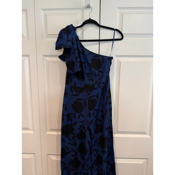 NEW RARE Floral Blue Black One Shoulder Party Cocktail Event Jumpsuit - Picture 5 of 8